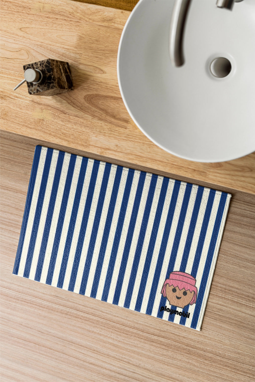 Tapis De Bain Playmobil À Rayures - Bleu