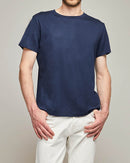 T-shirt Newtim en laine merinos luxueuse navy - 1