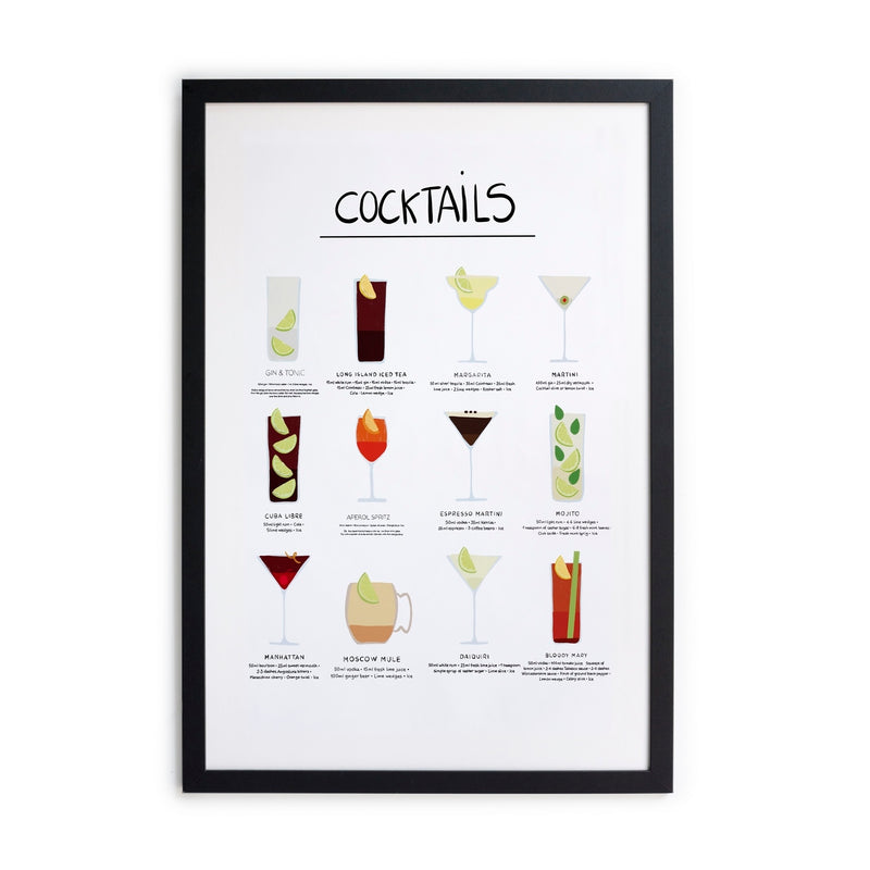 Image Encadrée - Cocktails - Noir