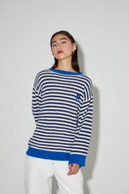 Maille Marinère Cleo Blue En Fil De Coton Éponge, Fabriquée En Italie