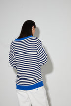 Maille Marinère Cleo Blue En Fil De Coton Éponge, Fabriquée En Italie