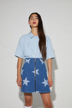 Mini-Jupe Stella, Esprit Denim Imprimé Étoile Blue Fabriqué En Italie