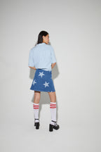 Mini-Jupe Stella, Esprit Denim Imprimé Étoile Blue Fabriqué En Italie