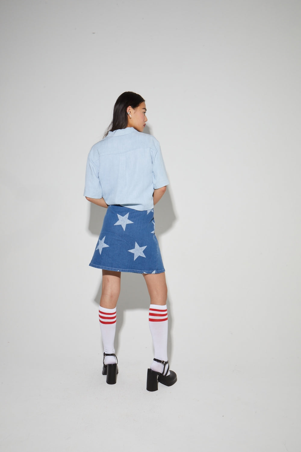 Mini-Jupe Stella, Esprit Denim Imprimé Étoile Blue Fabriqué En Italie