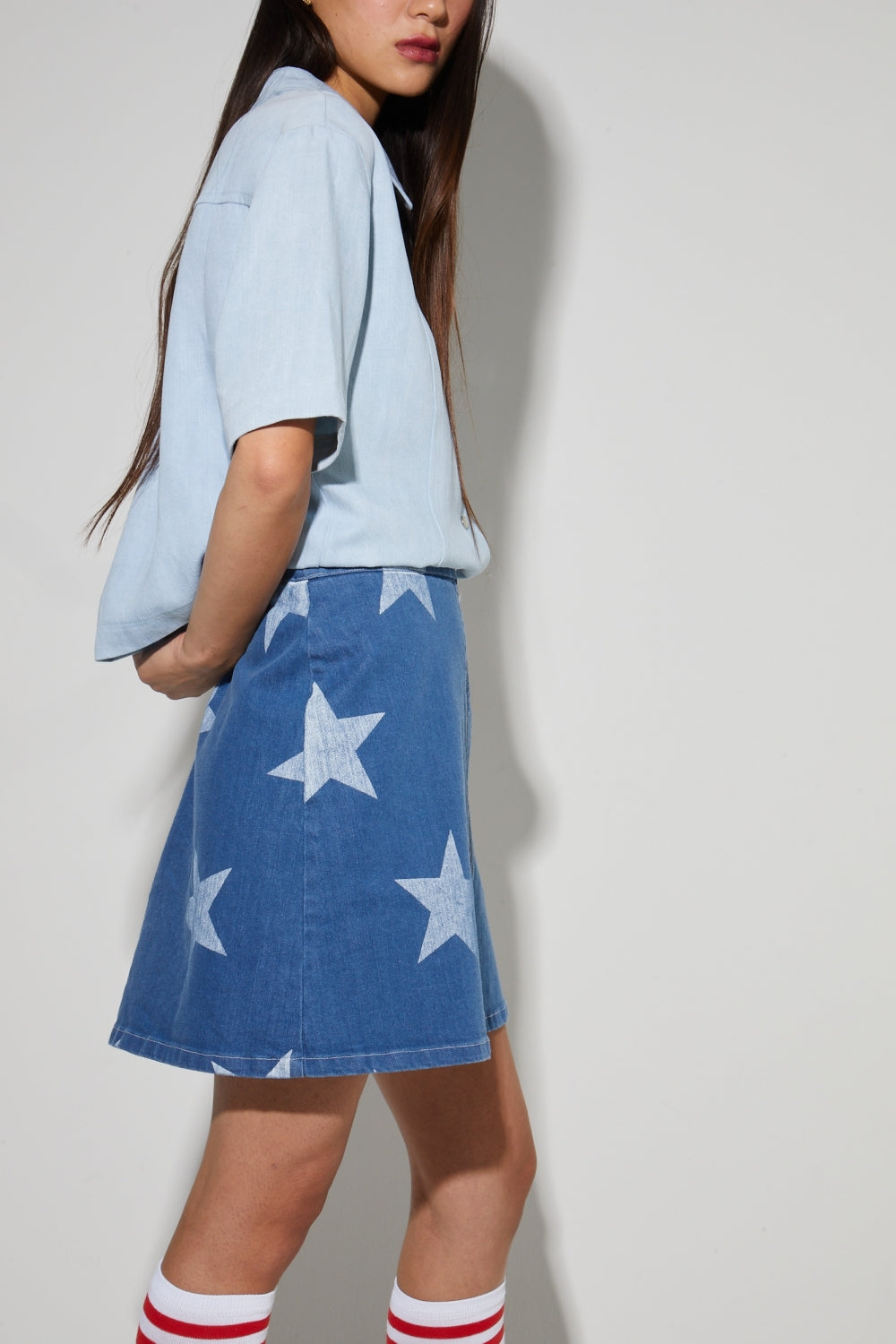 Mini-Jupe Stella, Esprit Denim Imprimé Étoile Blue Fabriqué En Italie
