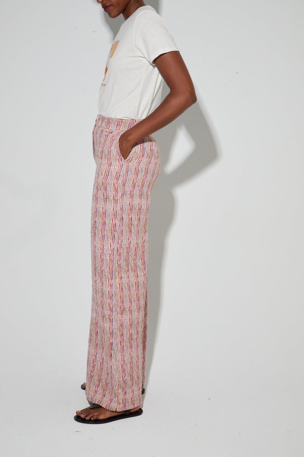 Pantalon Charlie Tissage Echo Rose Fabriqué En Italie