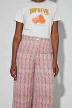 Pantalon Charlie Tissage Echo Rose Fabriqué En Italie