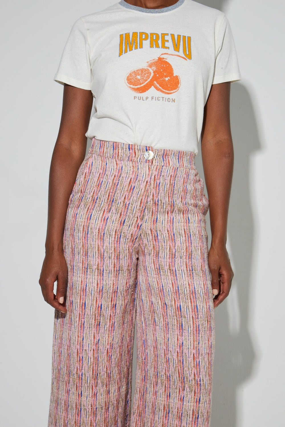 Pantalon Charlie Tissage Echo Rose Fabriqué En Italie