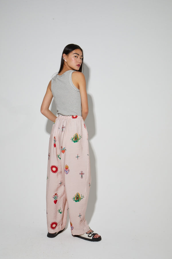 Pantalones con estampado Alma Madonna hechos en Italia