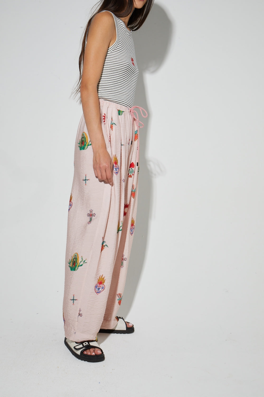 Pantalon Alma Imprimé Madone Fabriqué En Italie