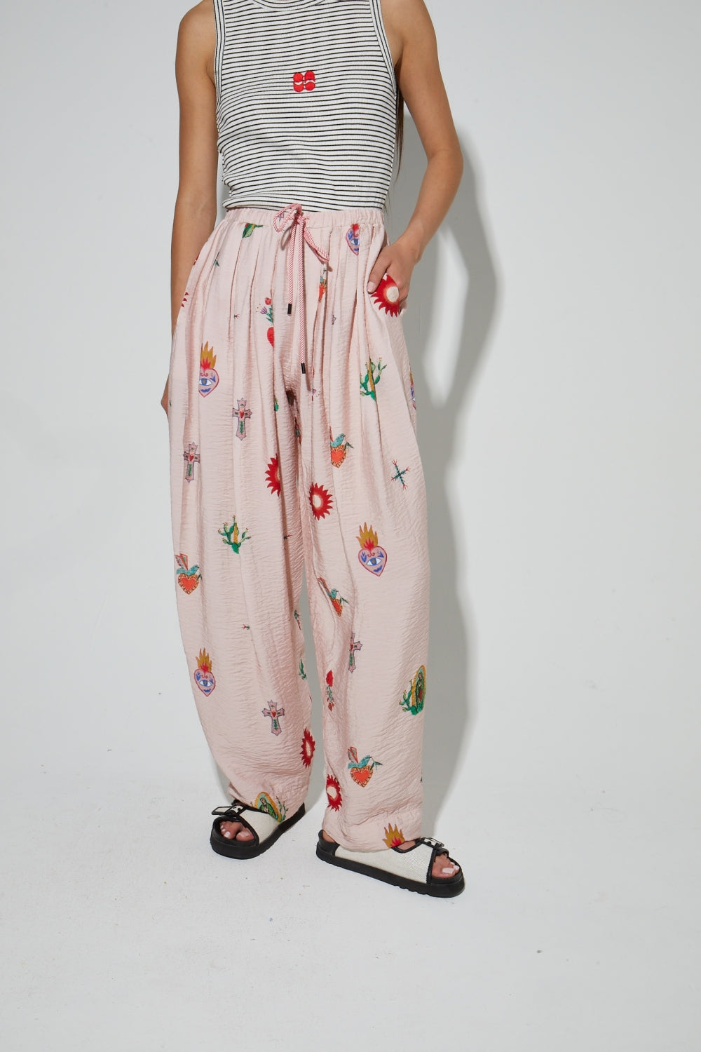Pantalon Alma Imprimé Madone Fabriqué En Italie