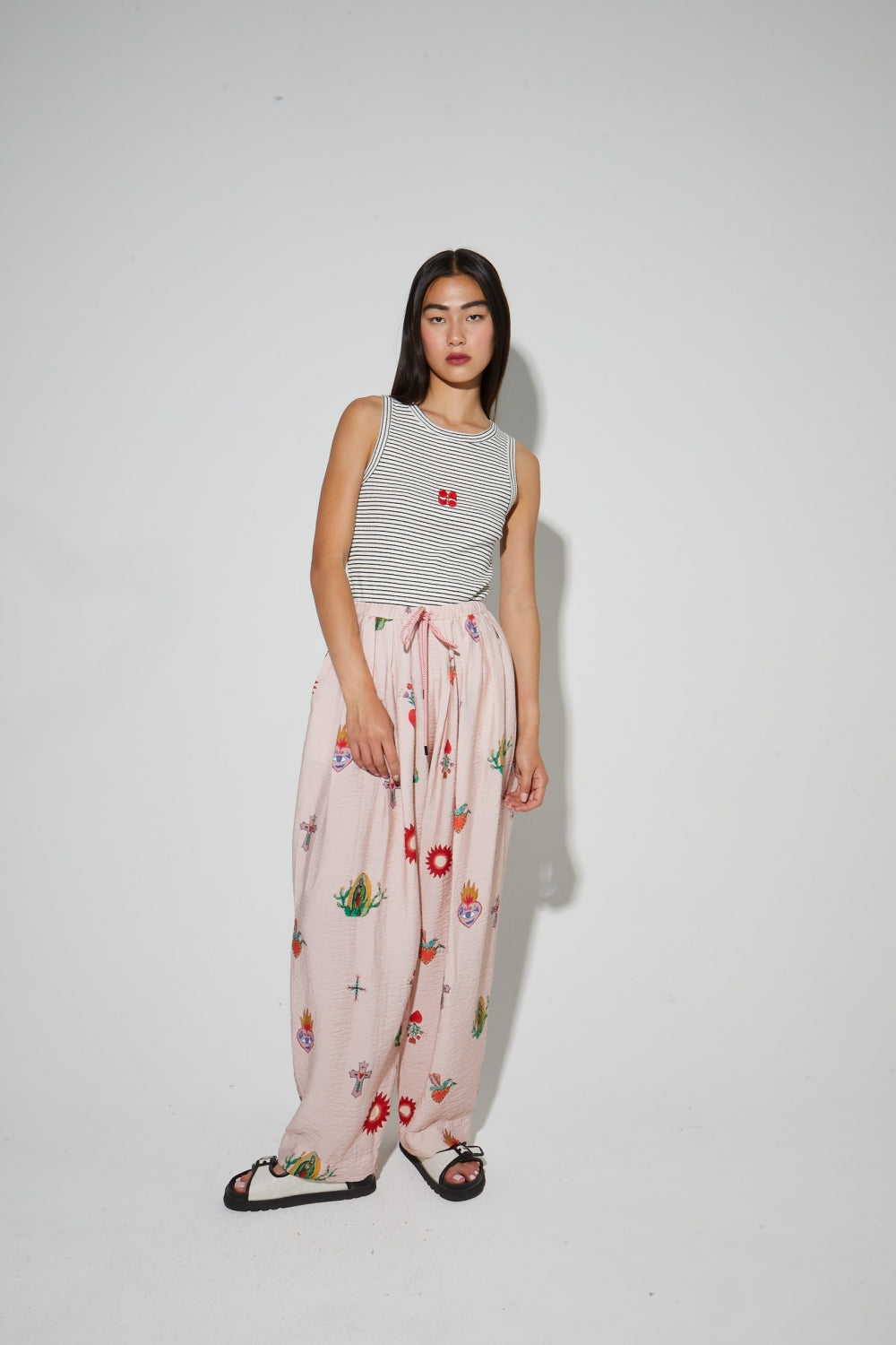 Pantalon Alma Imprimé Madone Fabriqué En Italie