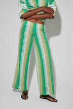 Pantalon Charlie Tricot Rayures Green Fabriqué En Italie