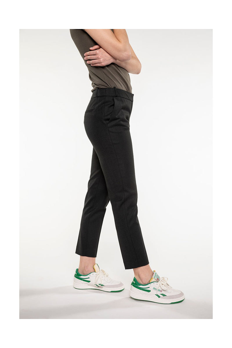 Pantalon Chambry Cigarette En Lainage Vert