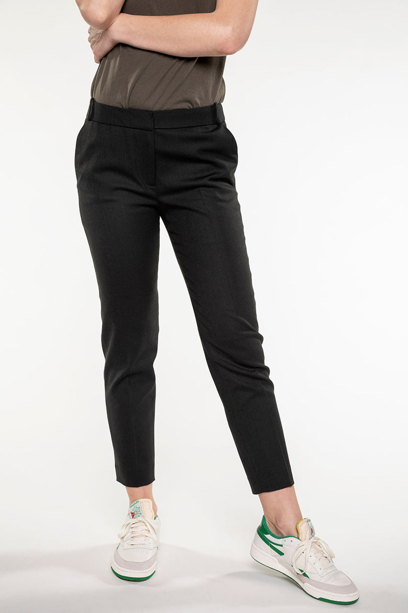 Pantalon Chambry Cigarette En Lainage Vert