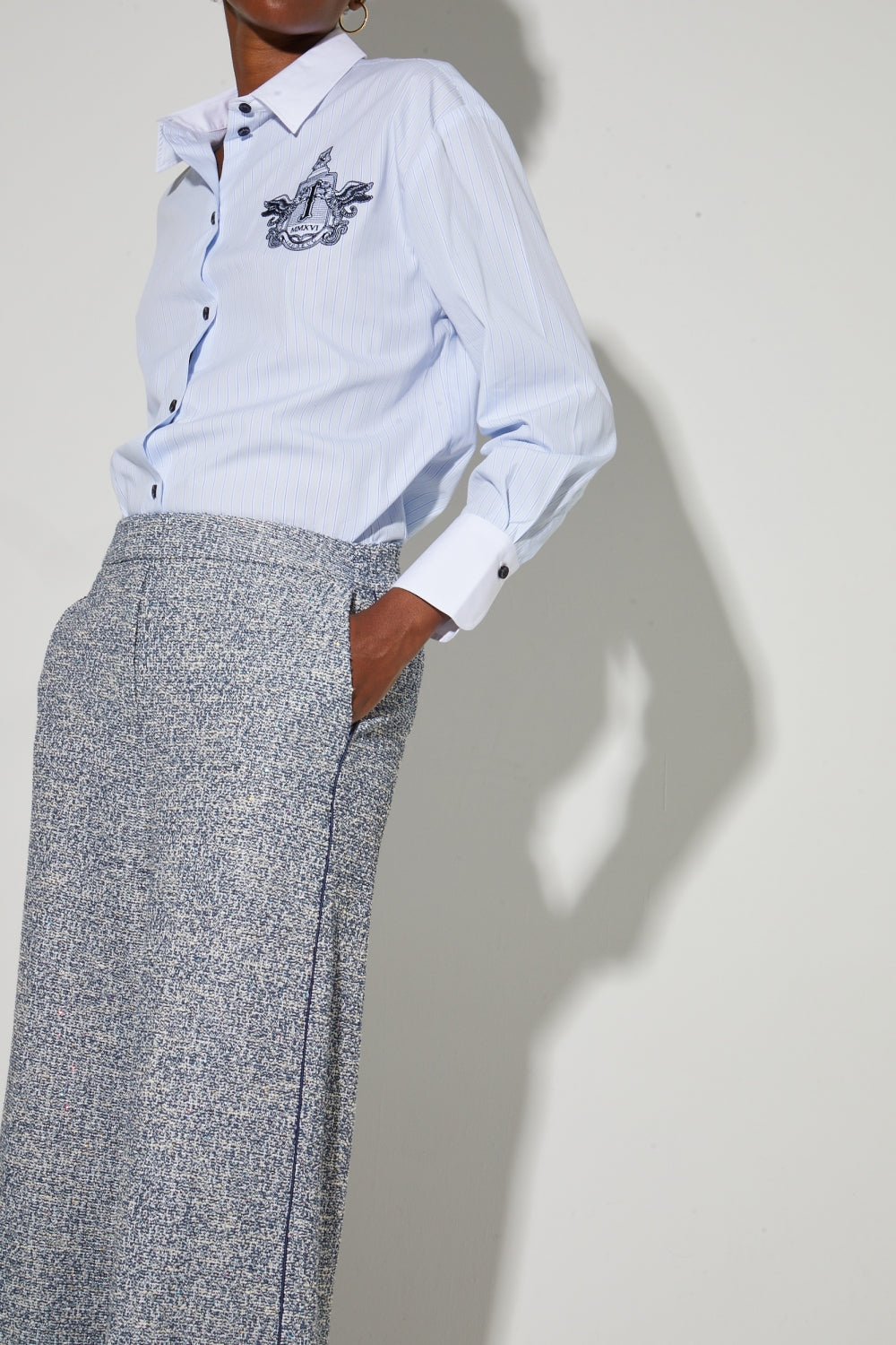 Pantalon Charlie Tricot Blue, Fabriqué En Italie
