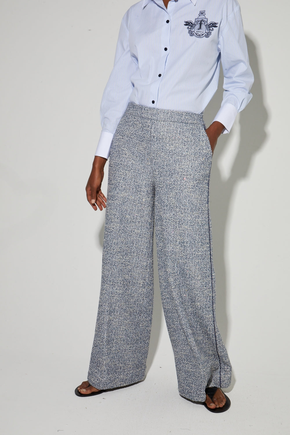 Pantalon Charlie Tricot Blue, Fabriqué En Italie