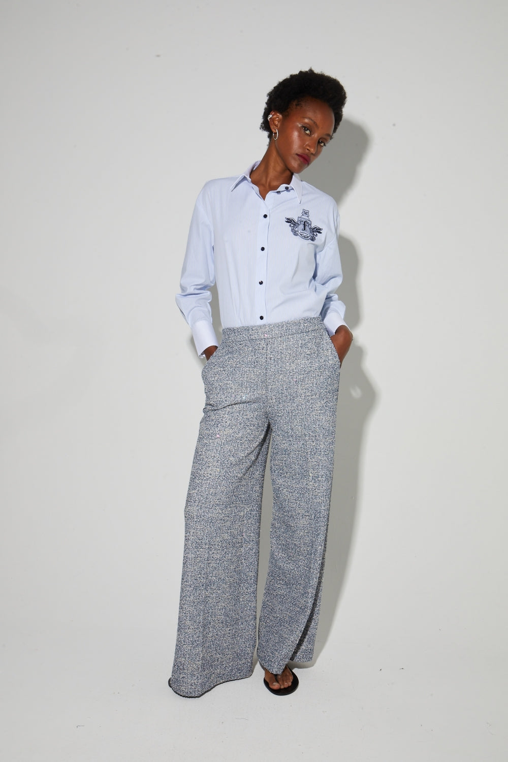 Pantalon Charlie Tricot Blue, Fabriqué En Italie