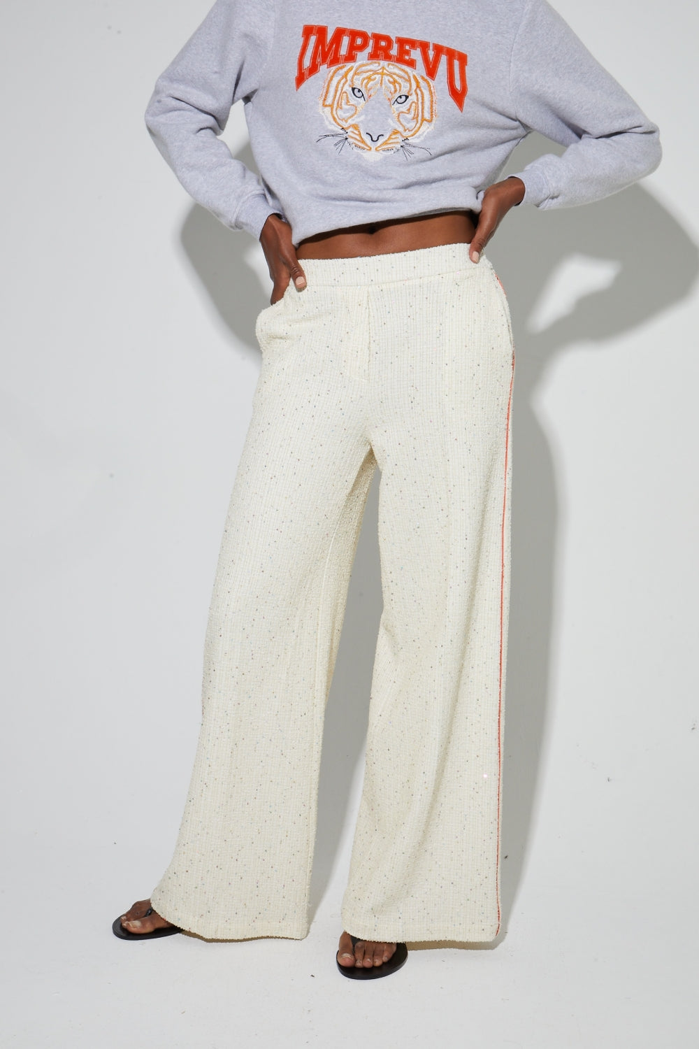 Pantalon Charlie Tricot Naturel, Fabriqué En Italie