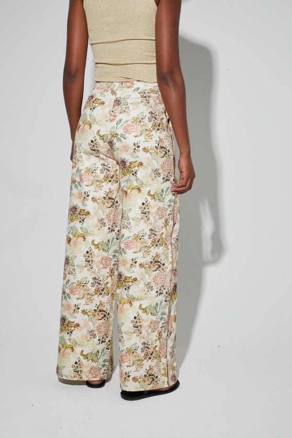 Charlie Pants, Vintage Flower Denim Spirit Canvas Made in Italy