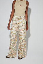 Pantalon Charlie, Toile Esprit Denim Vintage Flower Fabriqué En Italie