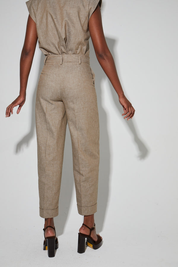 Malou Trousers Cotton Linen Weave Made In Italy