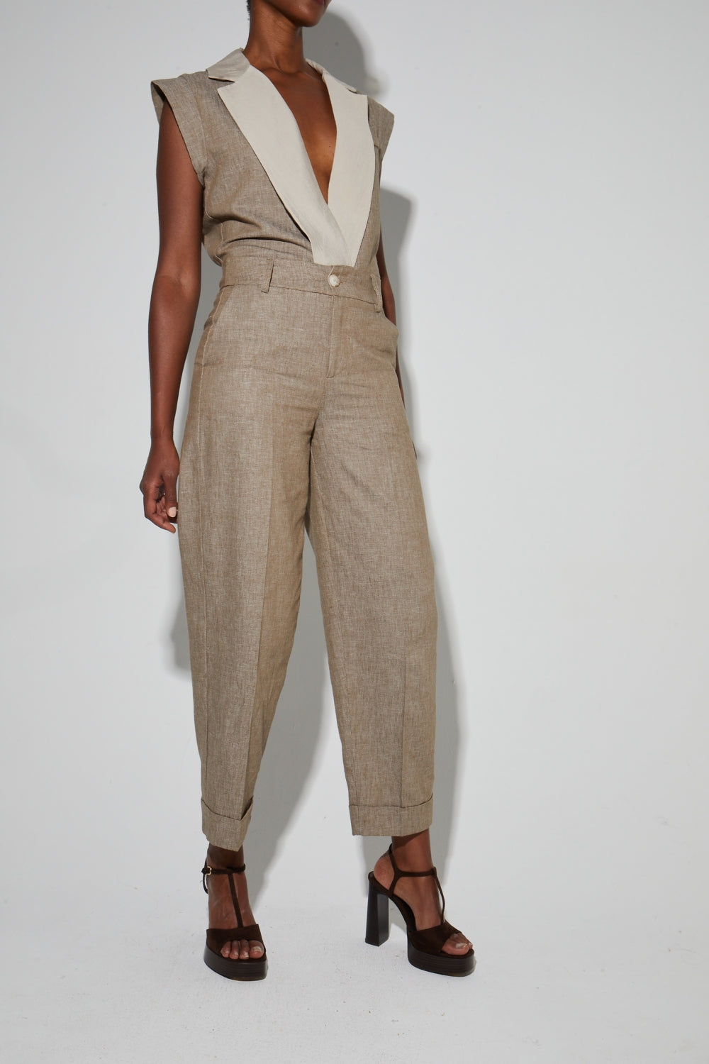 Pantalon Malou Tissage Coton Lin Fabriqué En Italie