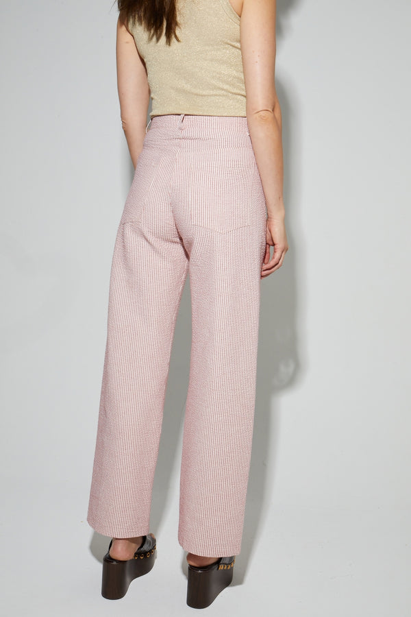 Malou Pants, Red Embossed Stripes Made In Italy