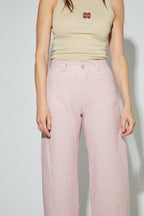 Pantalon Malou, Rayures Gaufrées Rouge Fabriqué En Italie