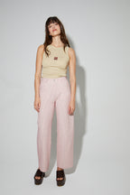 Pantalon Malou, Rayures Gaufrées Rouge Fabriqué En Italie