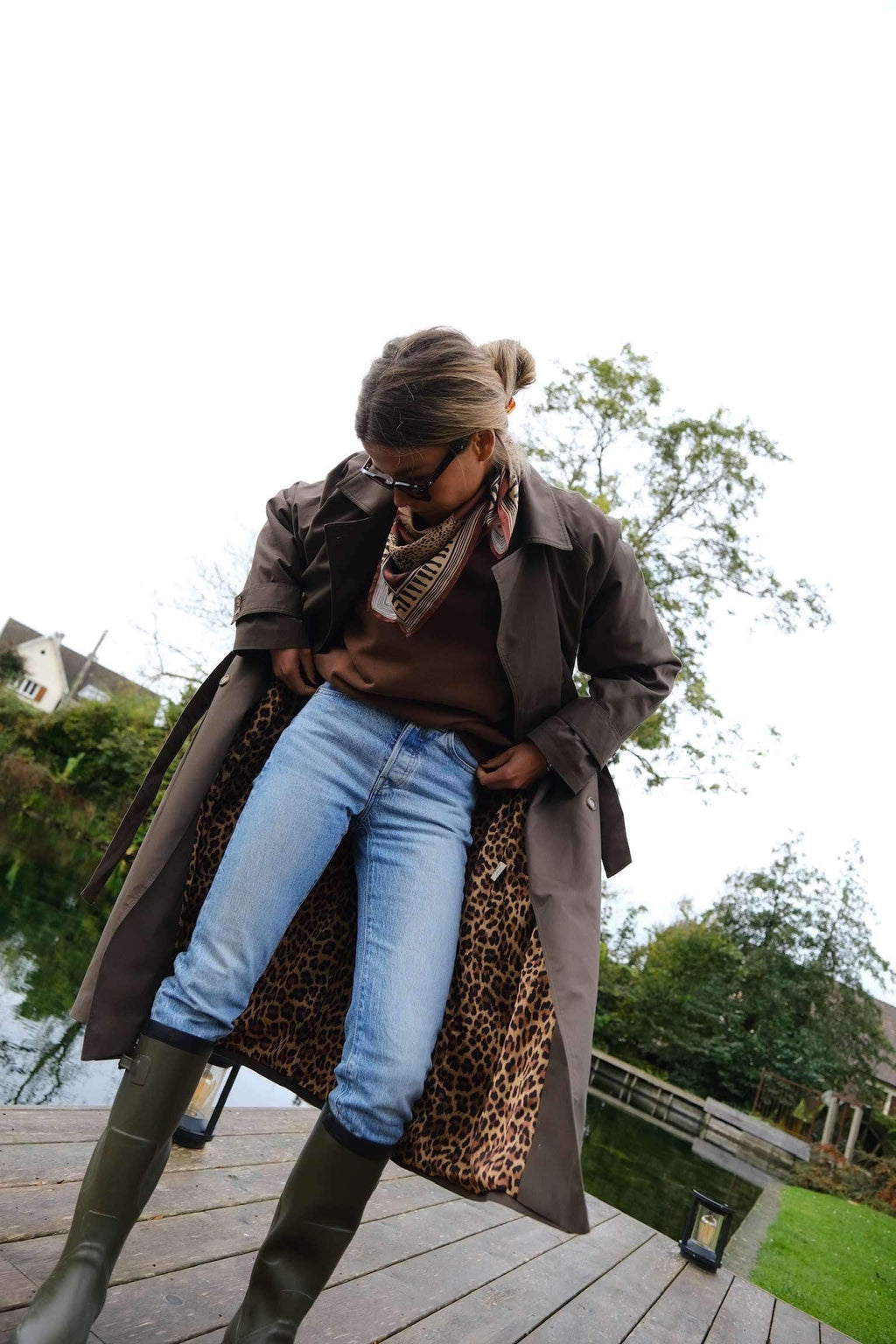 Paul Trench Coat Khaki/Leopard