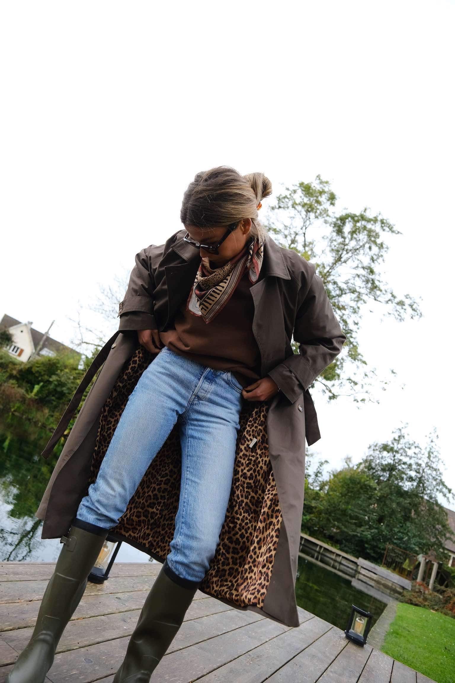 Paul Trench Coat Khaki/Leopard