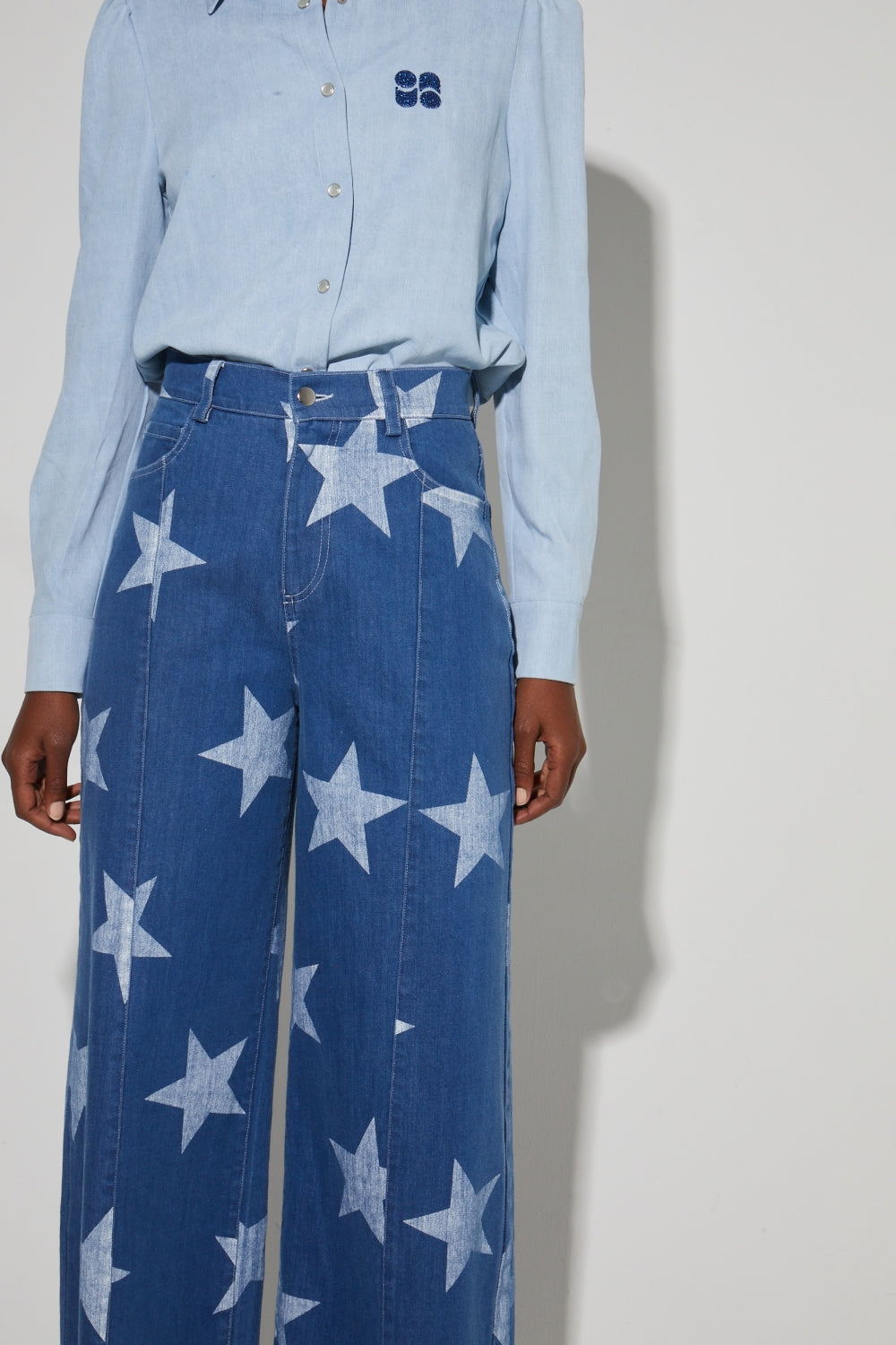 Pantalon Swiggy, Esprit Denim Print Étoile Blue Fabriqué En Italie