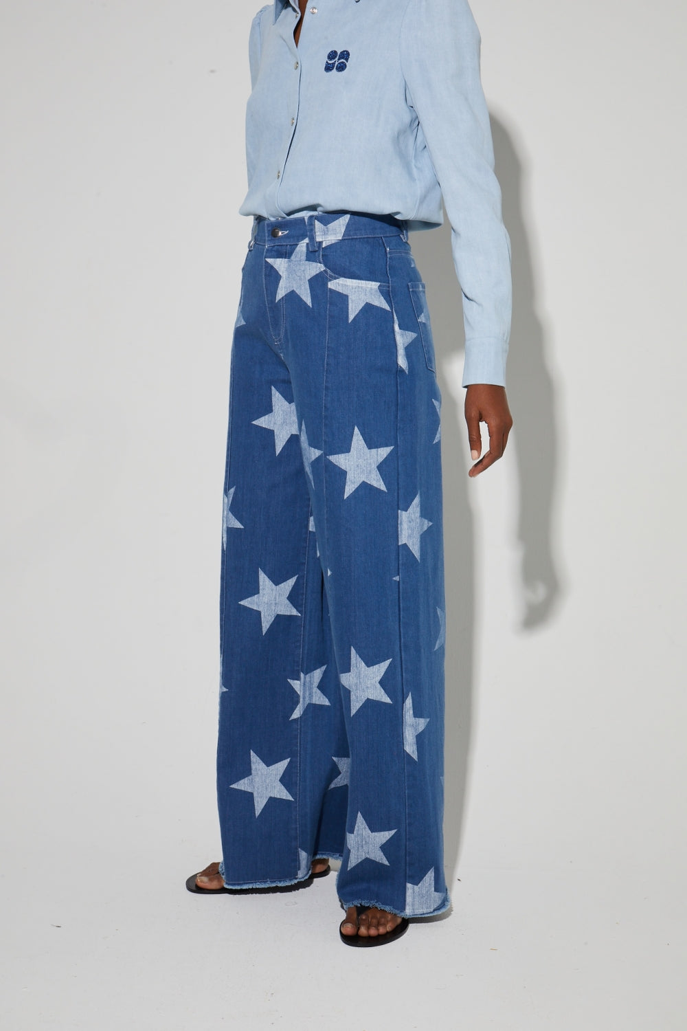 Pantalon Swiggy, Esprit Denim Print Étoile Blue Fabriqué En Italie