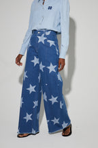 Pantalon Swiggy, Esprit Denim Print Étoile Blue Fabriqué En Italie
