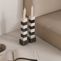 Lot De Deux Bougeoir En Marbre Louis - Noir/Blanc