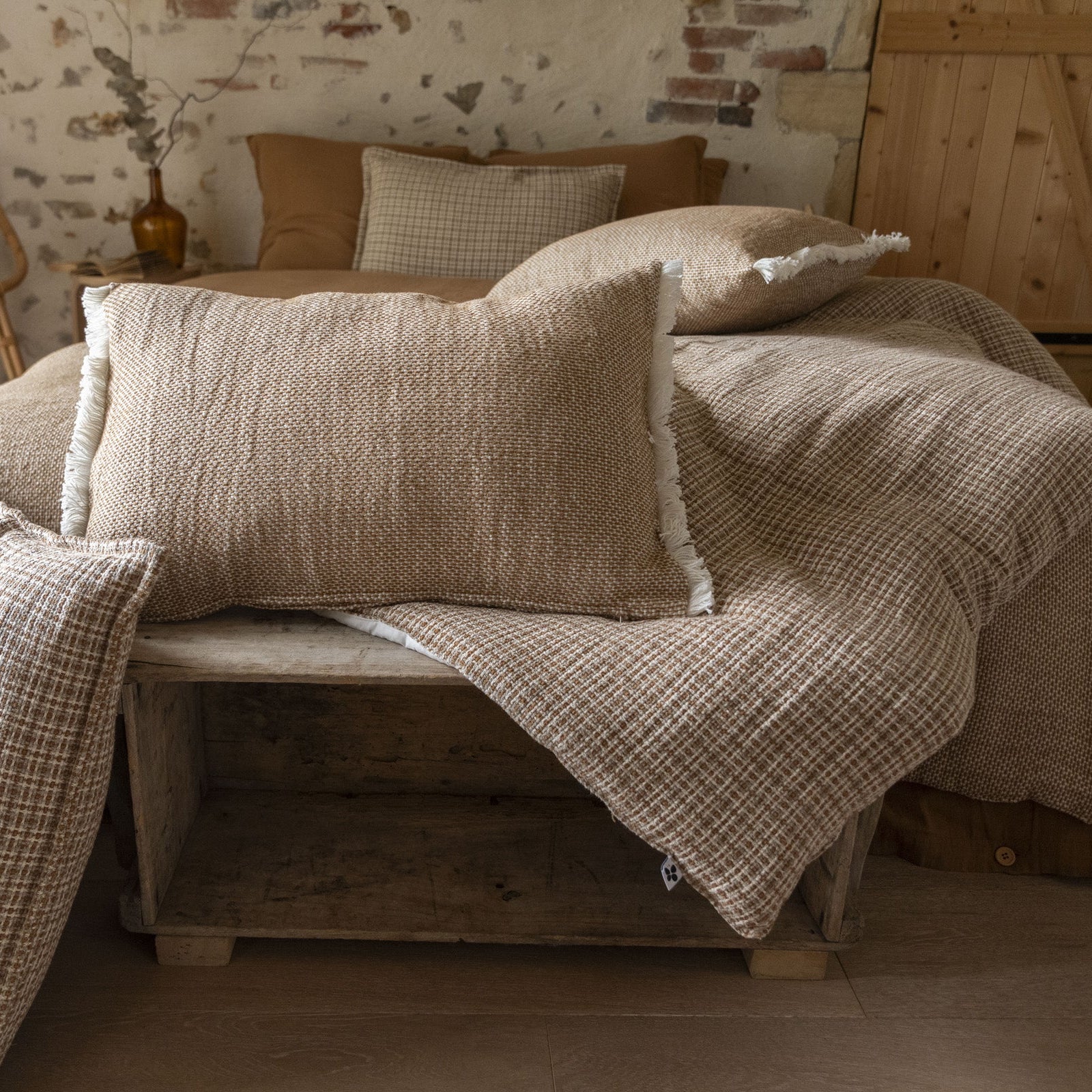 Anton - Coussin Déhoussable Avec Franges - Coton Texturé
