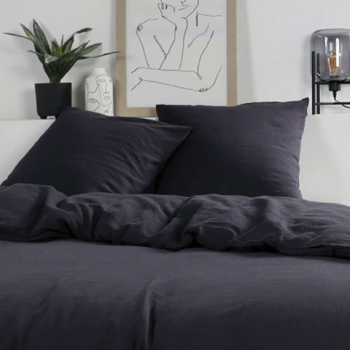 Cotton Gauze - Bed Set - Grey