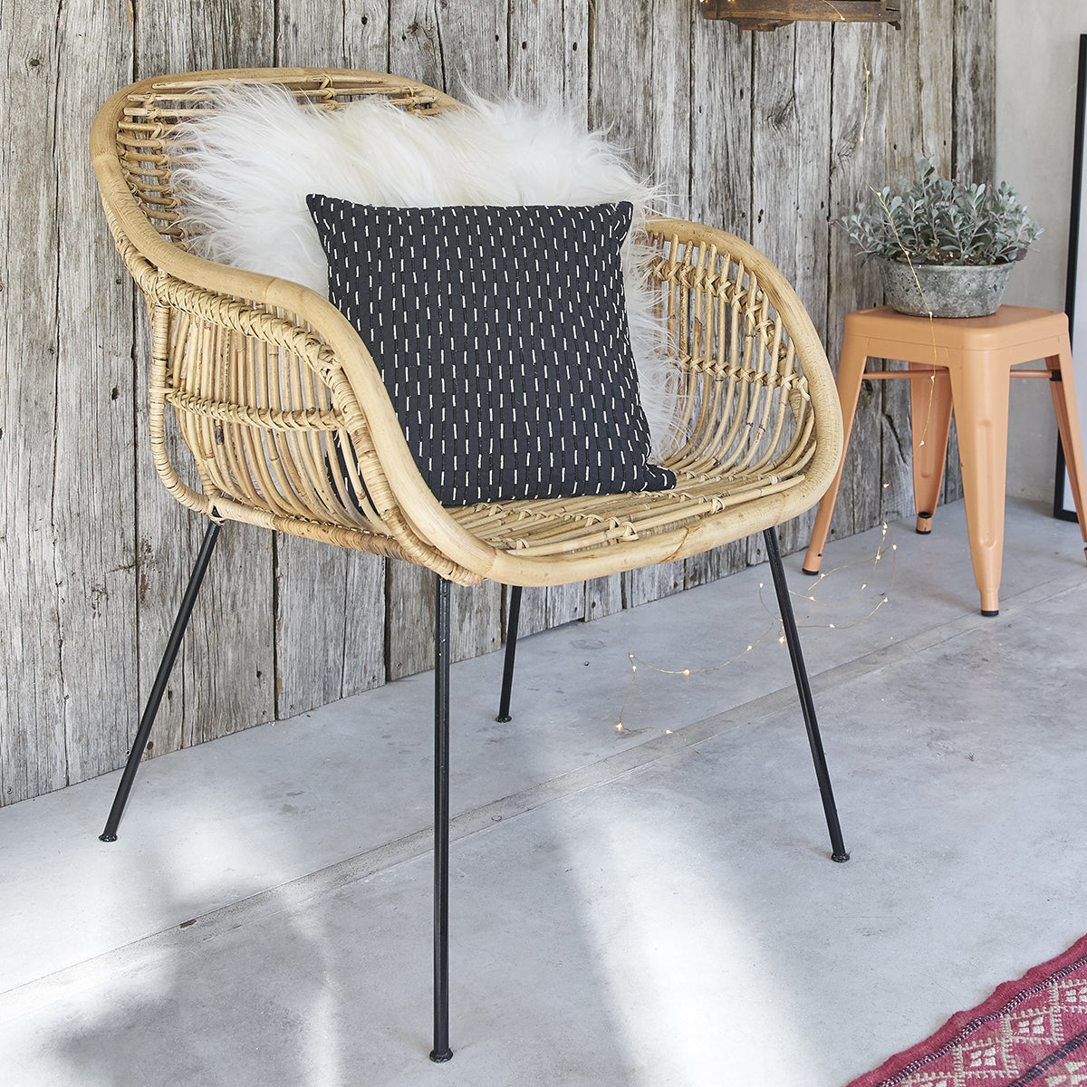 Boho - Lænestol - Rattan og metal - Natur