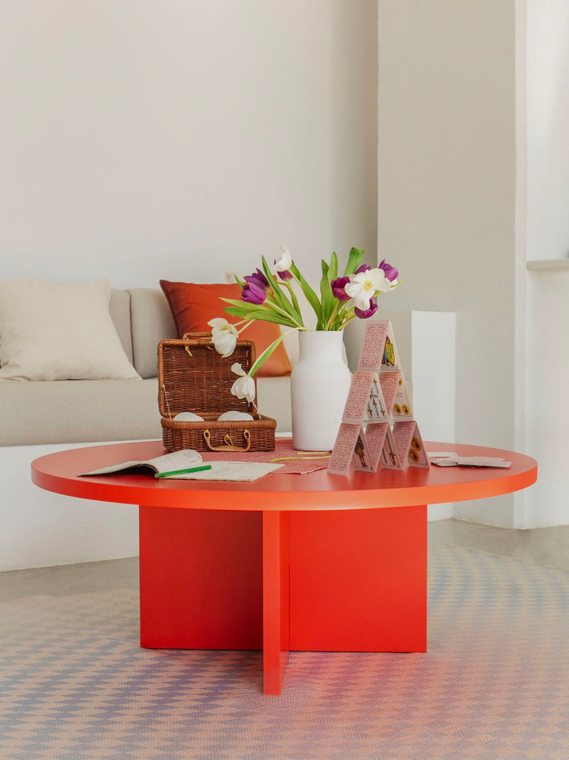 Pausa Round Coffee Table 100cm in Laminate - Flame - Flame