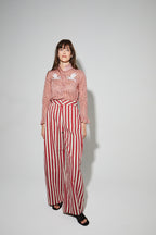 Chemise Iris Voile De Coton Rayures Rouges Fabriquée En Italie