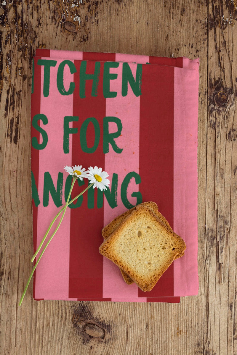 Set Of 3 Tea Towels - Dancing Kitchen - Multicolor