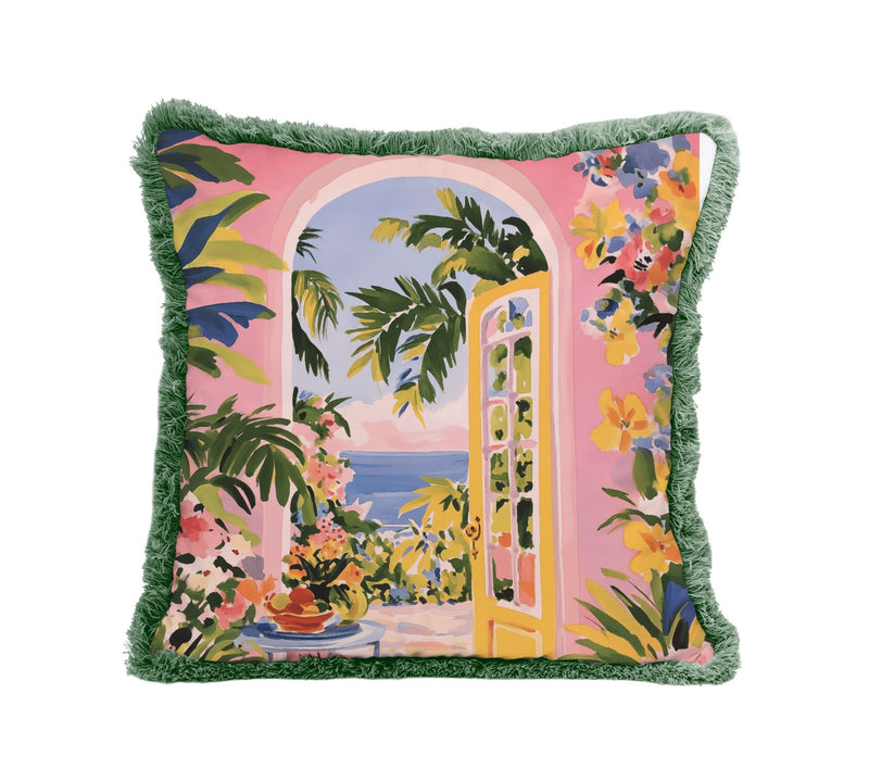Fringed Velvet Cushion 45X45 - Haven - Multicolor