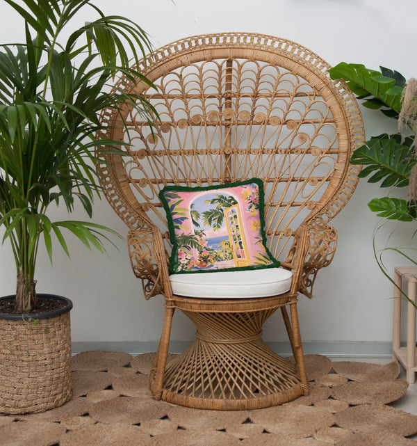 Fringed Velvet Cushion 45X45 - Haven - Multicoloured