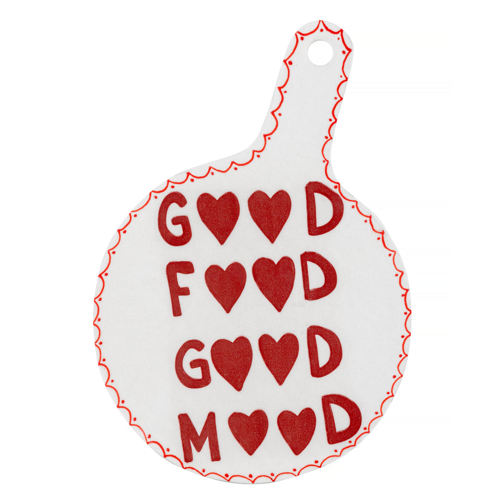 Tabla De Cortar De Cerámica Con Frases - Good Food - Multicolor