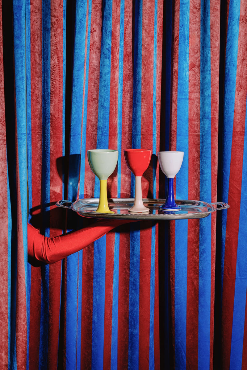 Ceramic Wine Glass "Salut" - Red - Multicolor