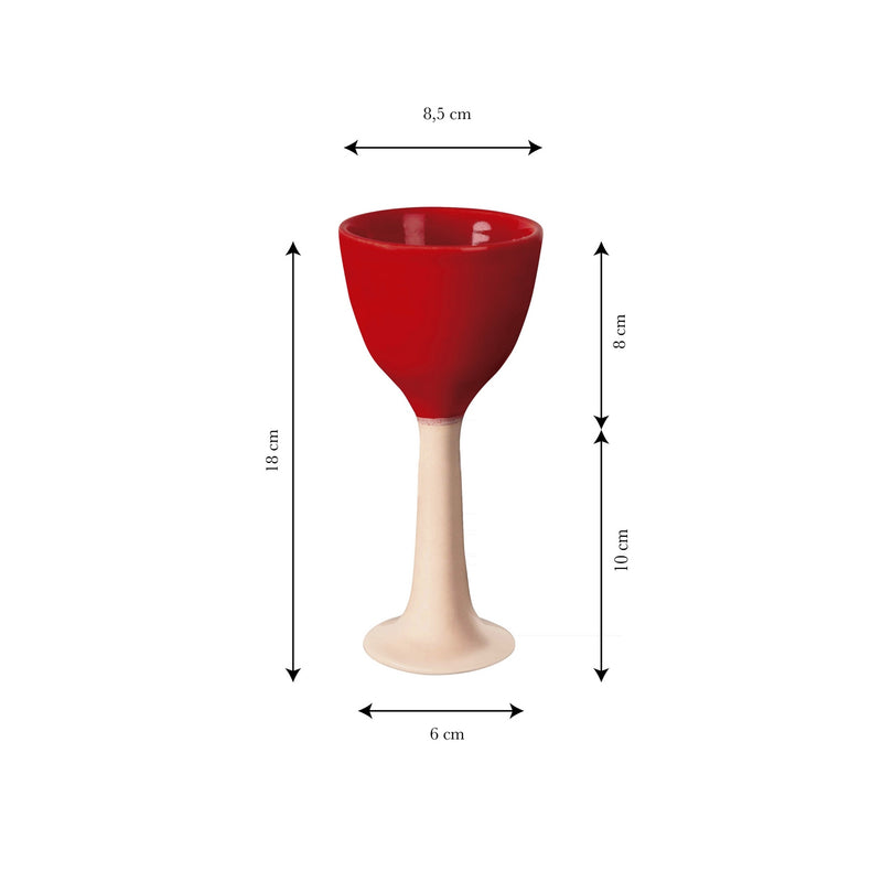 Ceramic Wine Glass "Salut" - Red - Multicolor