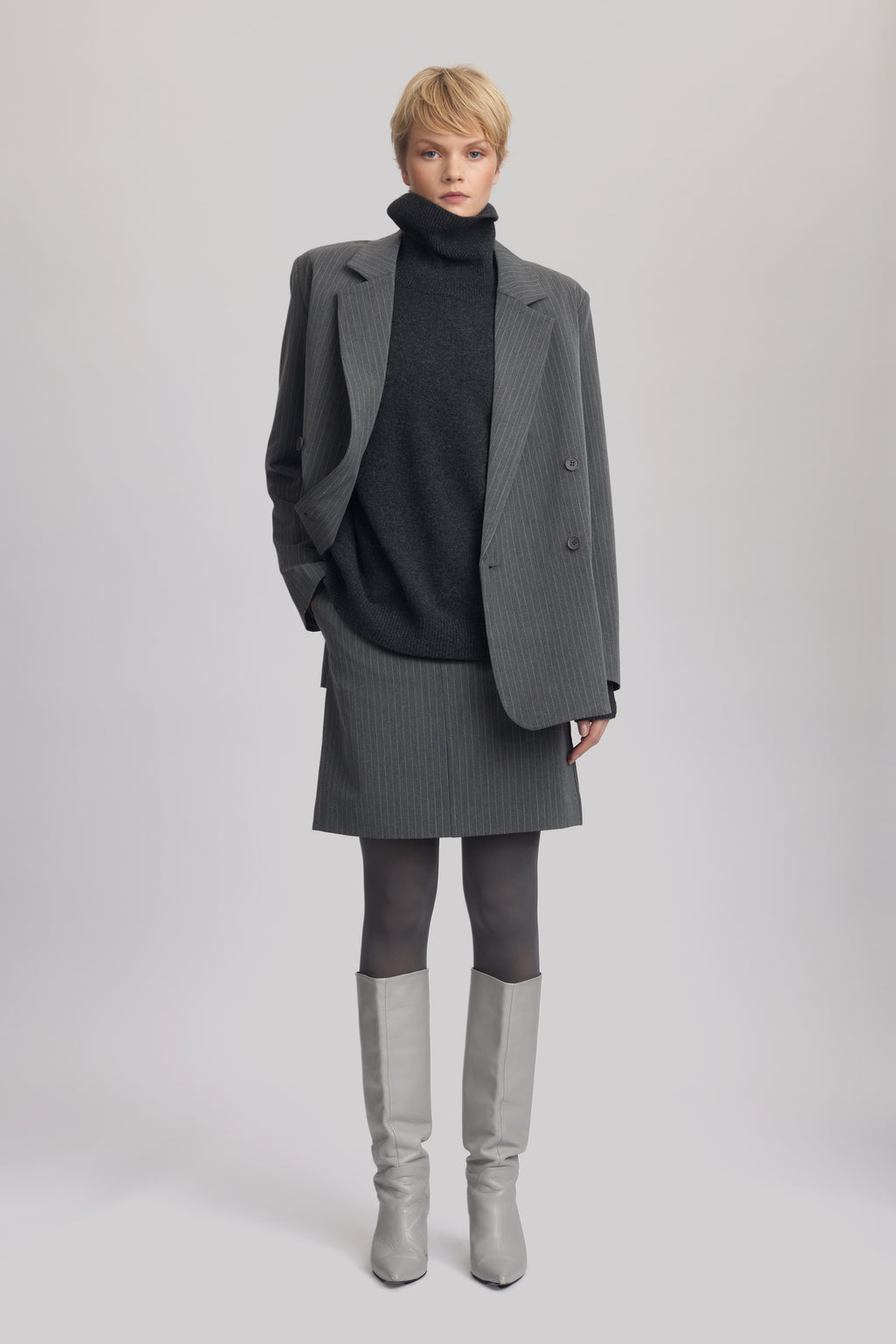 Joellegz Mel. Pinstripe Mw Skirt