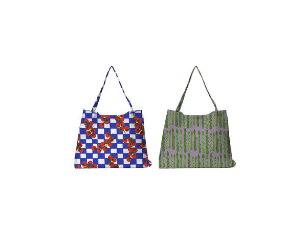 Set 2 Bolsas de la Compra Vegs - Espárragos Tomate - Multicolor