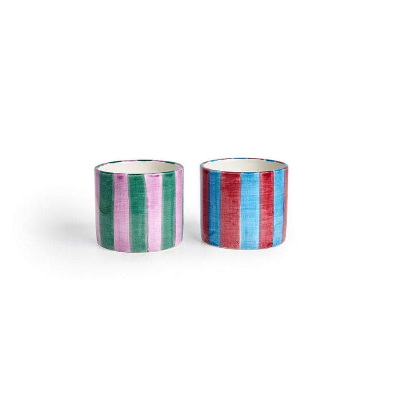 Set of 2 Ceramic Mugs - Purple Stripes